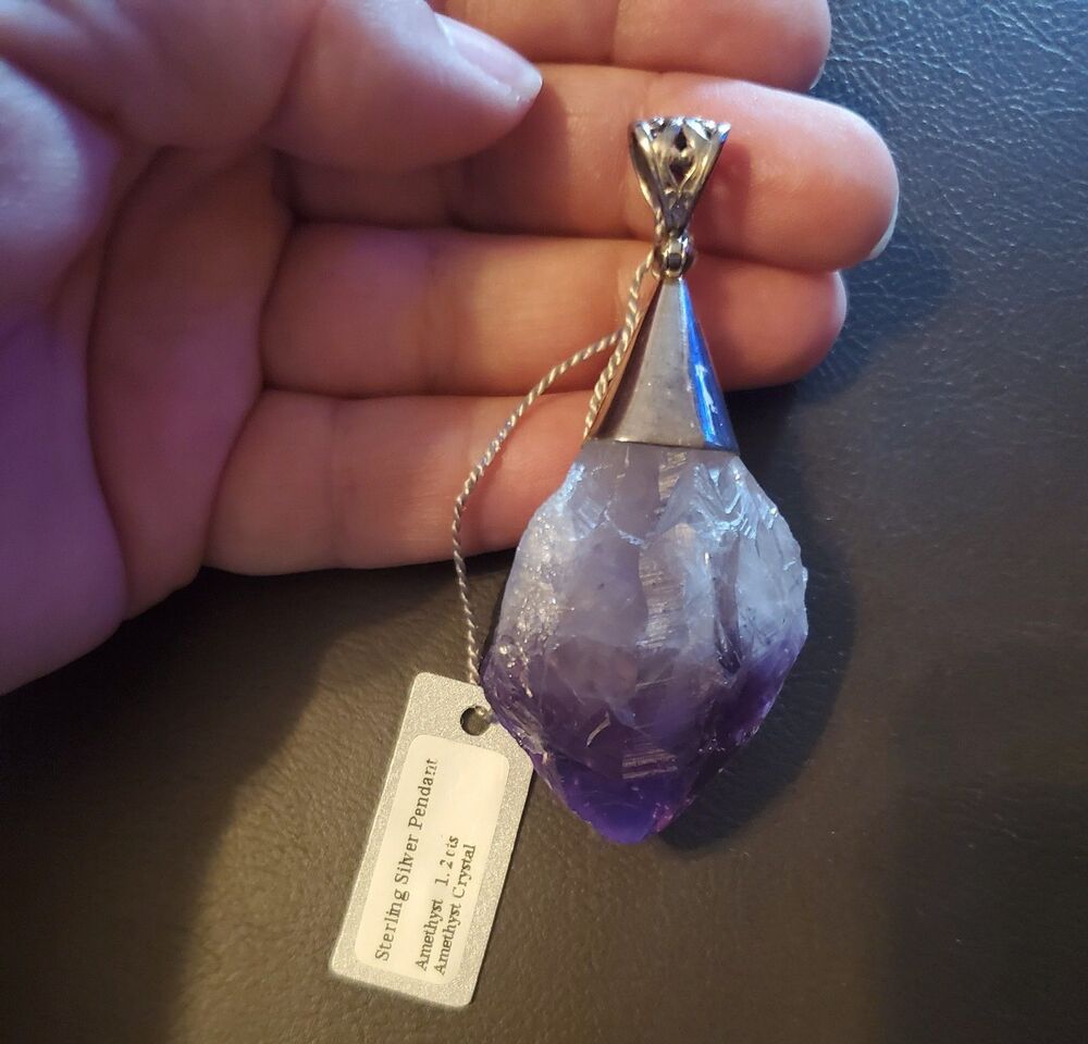 Starborn Creations Raw Amethyst 925 Silver Artisan Pendant Aquarius February - Picture 3 of 15